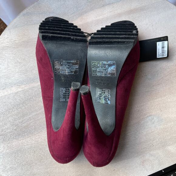 Forever 21 Womens Size 8.5 Heels Wine Faux Suede Peep Toe Platform Stilleto New - Picture 4 of 13
